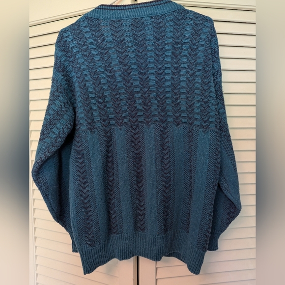Vintage JT Beckett Blue/green Sweater Cardigan Large - Picture 2 of 10